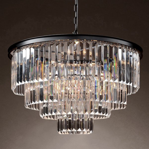 Люстра RH 1920s Odeon Clear Glass Fringe Chandelier -60 Черный в Волгограде | Loft Concept 