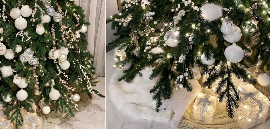 Дизайнерская Елка с Белым Декором Christmas Tree White Balls Дизайнерская Елка с Белым Декором Christmas Tree White Balls - Loft-Concept в Волгограде