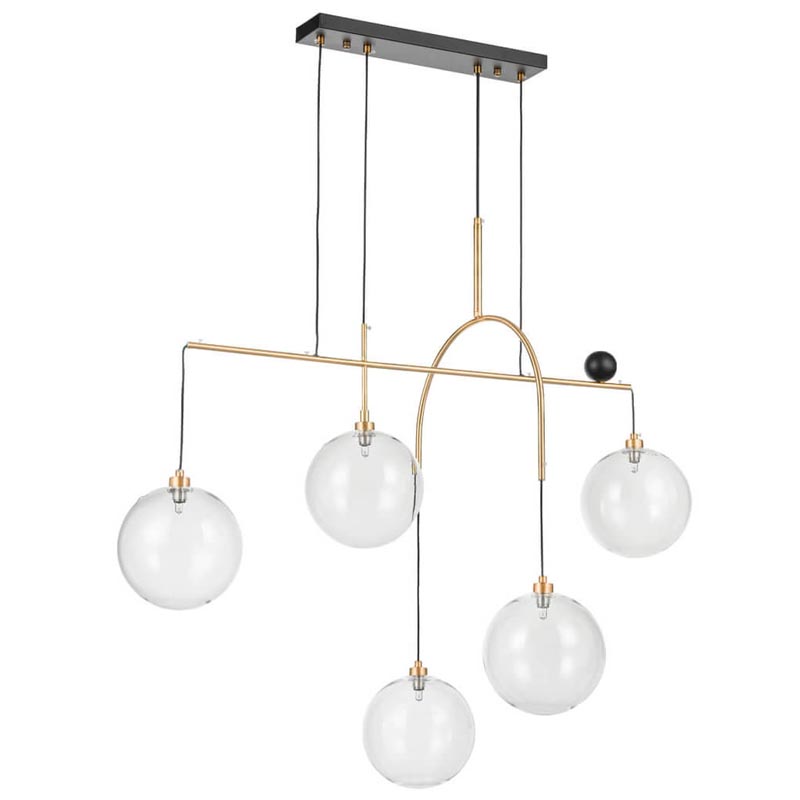 Люстра Five Hanging Balls Chandelier Золотой Прозрачный Черный Люстра Five Hanging Balls Chandelier Золотой Прозрачный Черный в Волгограде | Loft Concept