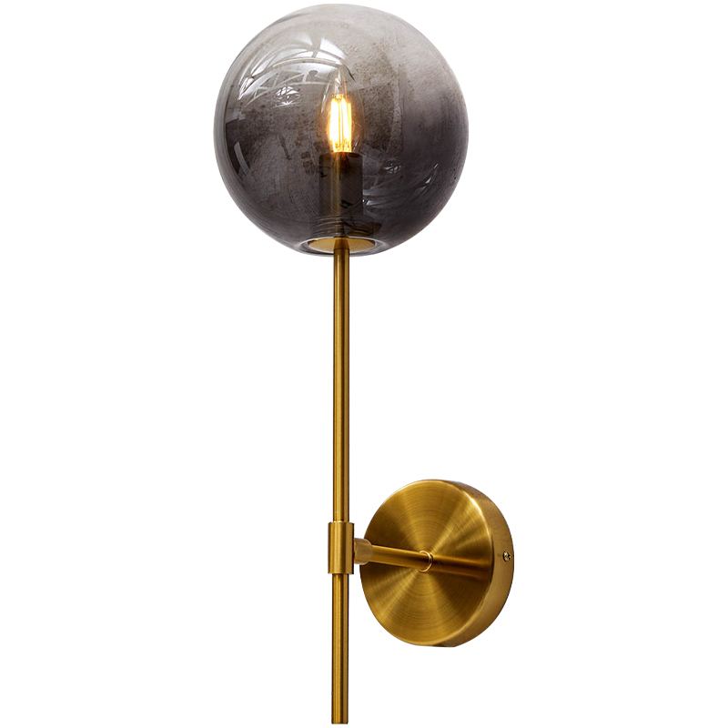 Бра стеклянный плафон шар Urmila Wall Lamp Серое стекло Золотой Серый Бра стеклянный плафон шар Urmila Wall Lamp Серое стекло Золотой Серый в Волгограде | Loft Concept