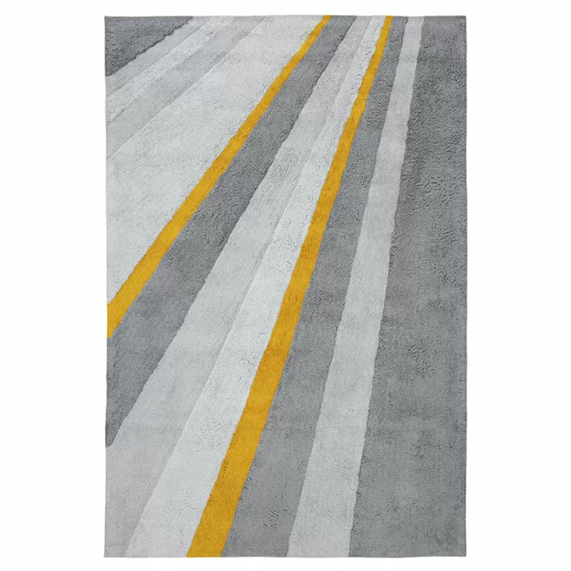 Ковер из хлопка серого цвета с геометрическим рисунком Elan Stripe Серый Желтый Ковер из хлопка серого цвета с геометрическим рисунком Elan Stripe Серый Желтый в Волгограде | Loft Concept