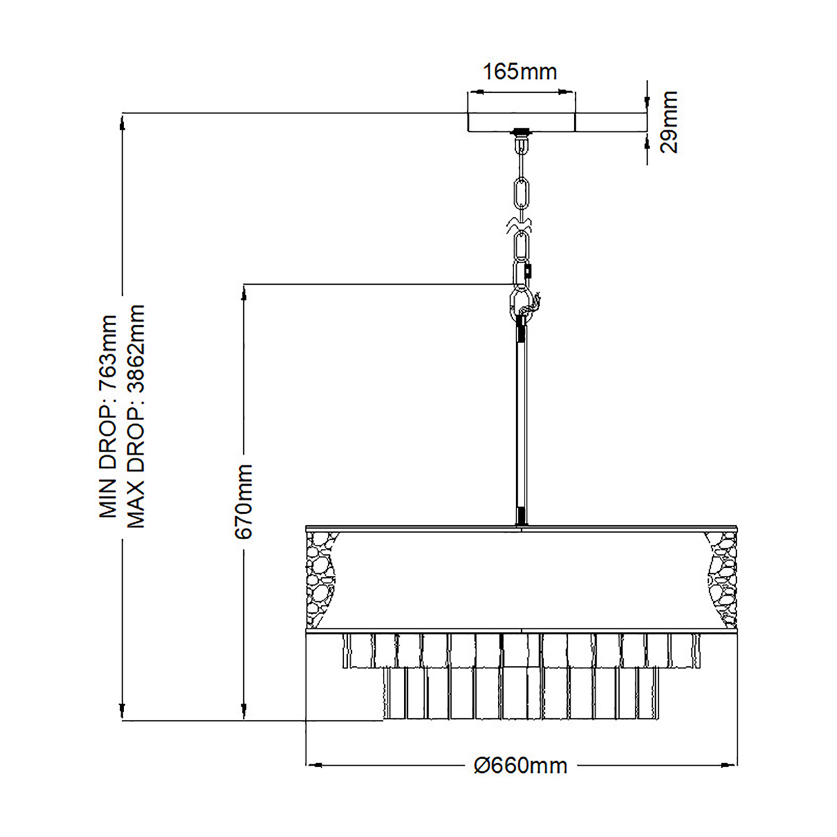 Люстра круглая с подвесками из текстурированного стекла молочного цвета Hinkley в Волгограде