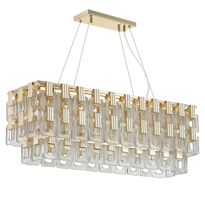 Люстра Ribbed Elements Pendant Linear Золотой Прозрачное Стекло Люстра Ribbed Elements Pendant Linear Золотой Прозрачное Стекло в Волгограде | Loft Concept