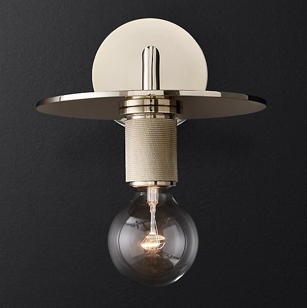 Бра RH Utilitaire Knurled Disk Shade Sconce Silver Никель Бра RH Utilitaire Knurled Disk Shade Sconce Silver Никель в Волгограде | Loft Concept