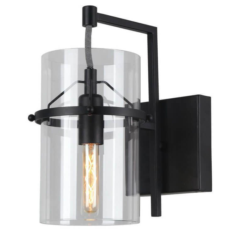 Бра Glass Cylinder Sconces Черный Прозрачный Бра Glass Cylinder Sconces Черный Прозрачный в Волгограде | Loft Concept