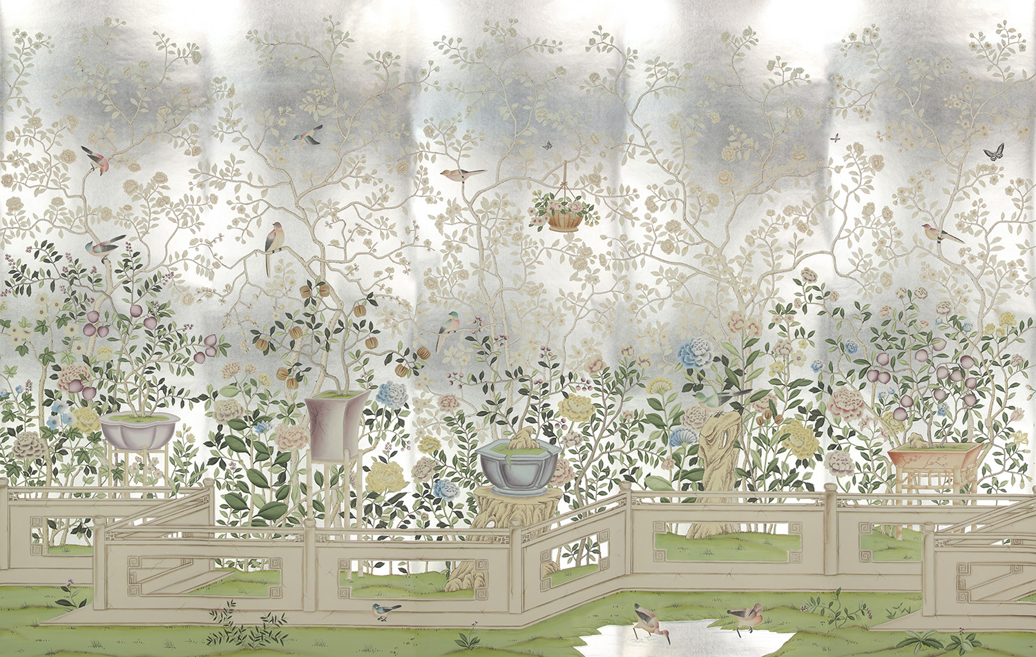Обои ручная роспись Temple Newsam White Gold gilded silk Обои ручная роспись Temple Newsam White Gold gilded silk - постер Loft-Concept в Волгограде