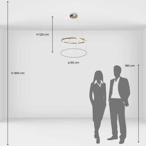Люстра подвесная круглая золотого цвета с белыми изогнутыми световыми линиями Luke Lampco Tracer Lamp в Волгограде