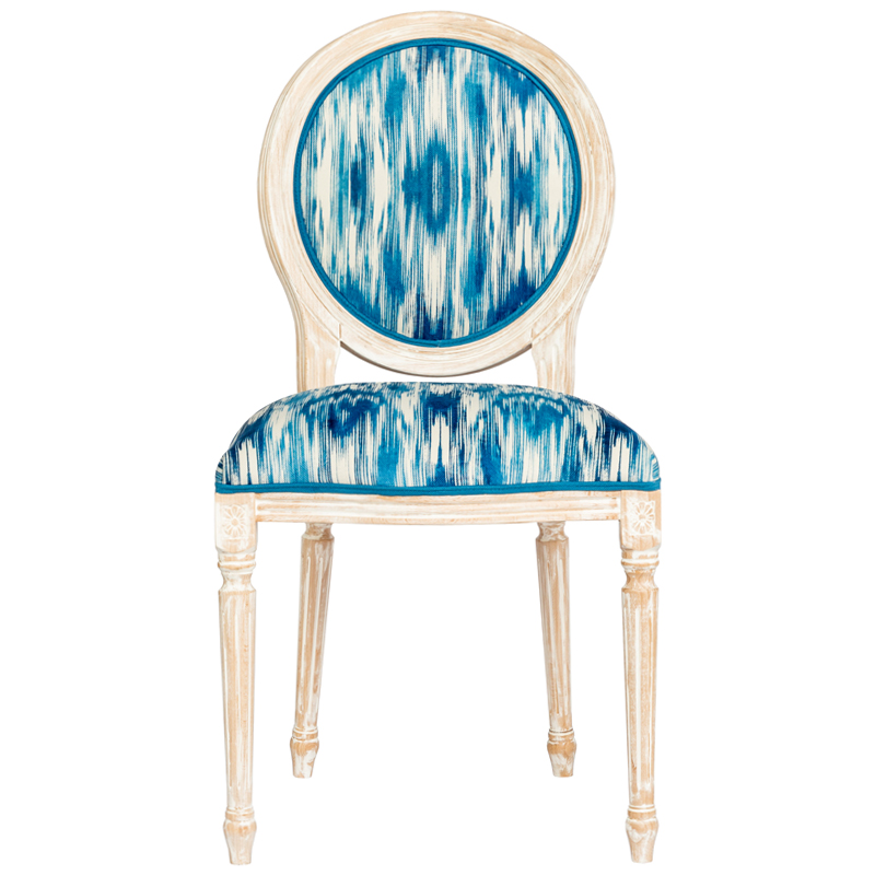 Стул с голубым узором Ikat Pattern Белый Голубой Стул с голубым узором Ikat Pattern Белый Голубой в Волгограде | Loft Concept