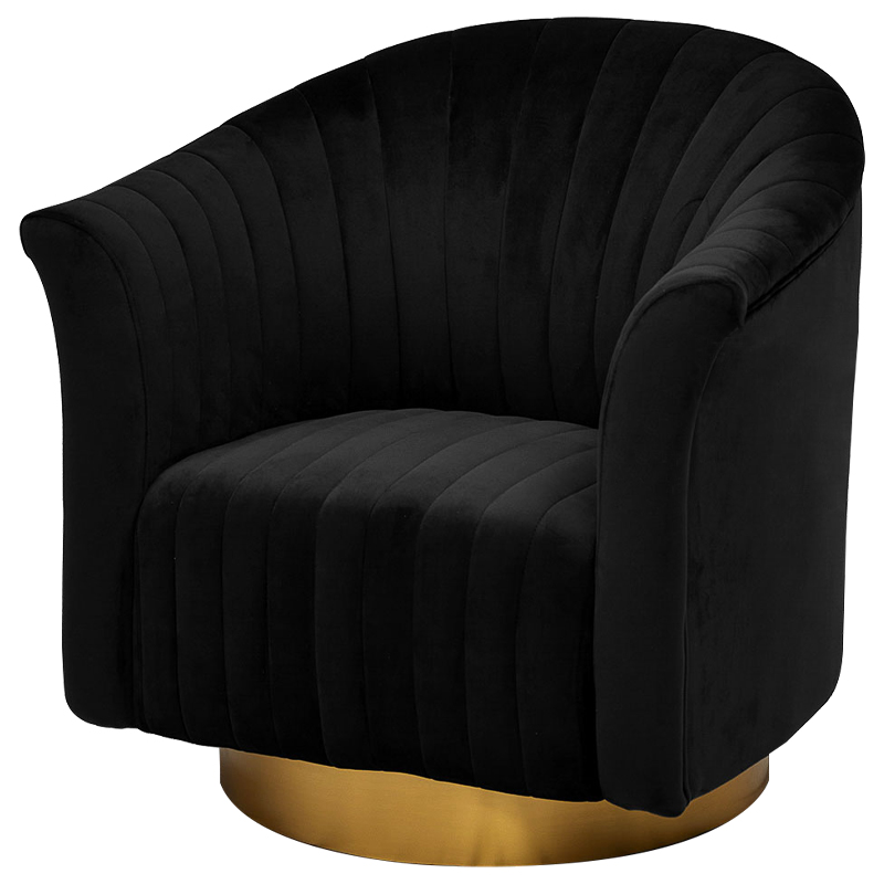 Кресло вращающееся в чёрной велюровой обивке Toronto Black Armchair Черный Золотой Кресло вращающееся в чёрной велюровой обивке Toronto Black Armchair Черный Золотой в Волгограде | Loft Concept