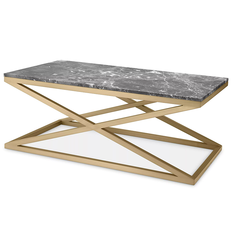 Кофейный стол Eichholtz Coffee Table Criss Cross Латунь Серый в Волгограде | Loft Concept 