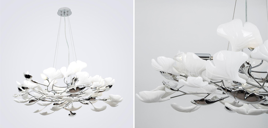 Декоративная люстра Wintery flover Silver с Белыми плафонами Декоративная люстра Wintery flover Silver с Белыми плафонами - Loft-Concept в Волгограде