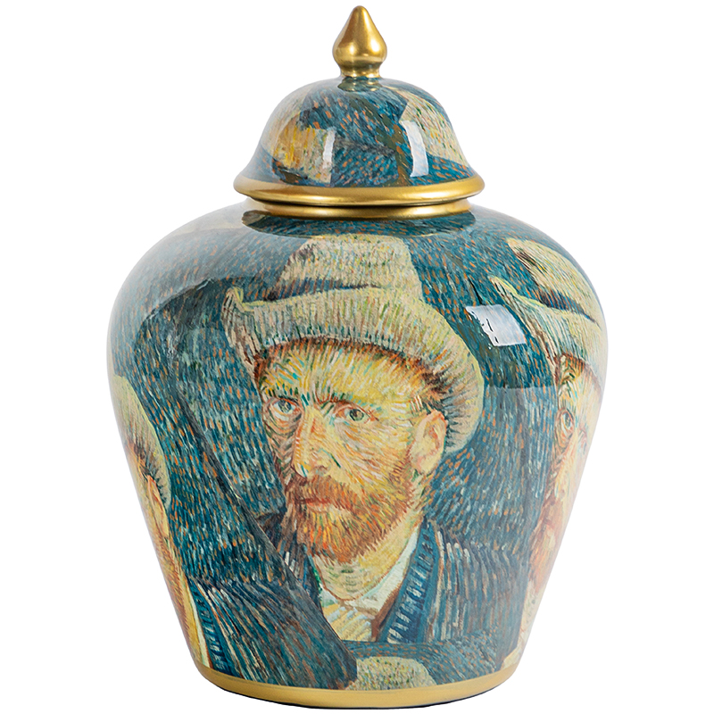 Ваза с крышкой Vincent Van Gogh Vase Изумрудный Золотой Бежевый Мульти Ваза с крышкой Vincent Van Gogh Vase Изумрудный Золотой Бежевый Мульти в Волгограде | Loft Concept