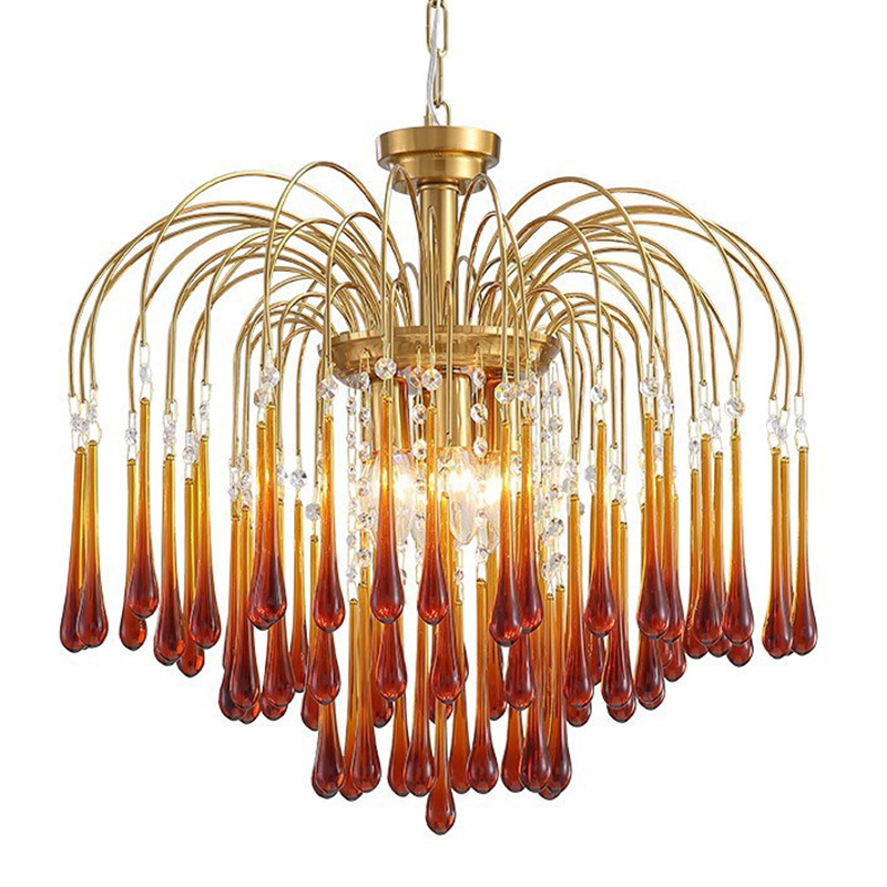 Дизайнерская люстра Amber Drops Chandelier Золотой Янтарный Дизайнерская люстра Amber Drops Chandelier Золотой Янтарный в Волгограде | Loft Concept