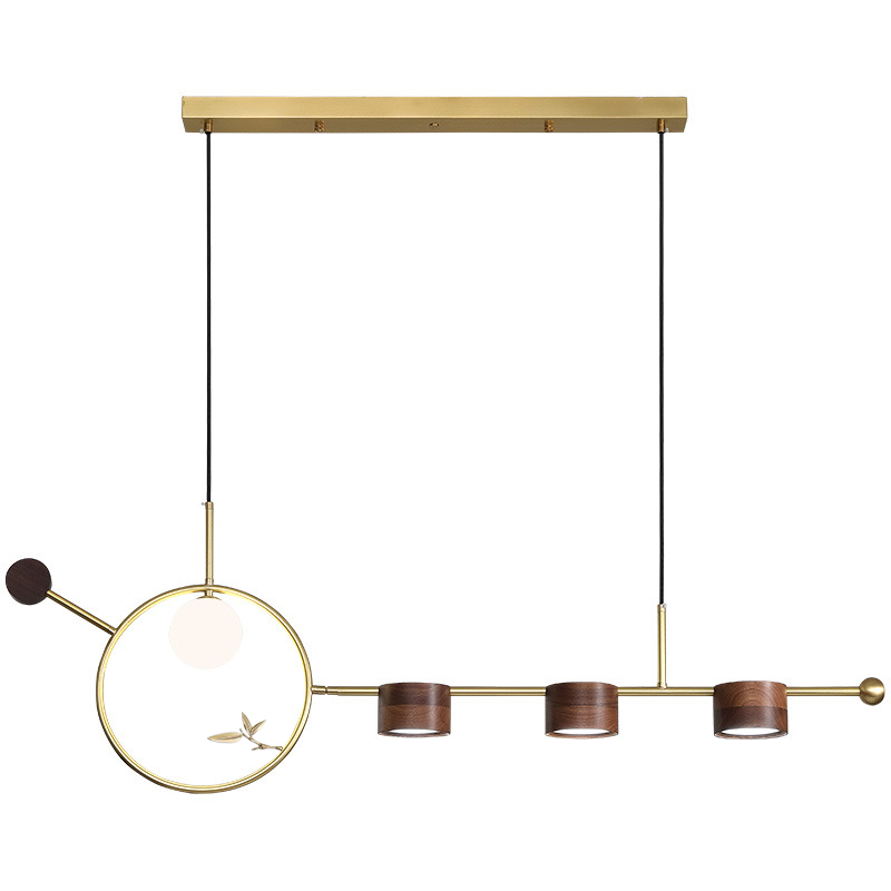 Линейный светильник Metal Wood Ring Leaf Linear Light Золотой Коричневый Линейный светильник Metal Wood Ring Leaf Linear Light Золотой Коричневый в Волгограде | Loft Concept