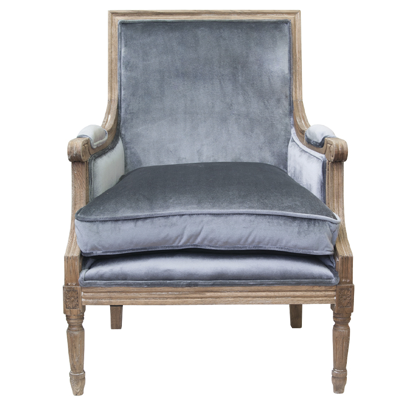 Кресло William Classical Armchair grey velvet Серый Коричневый Кресло William Classical Armchair grey velvet Серый Коричневый в Волгограде | Loft Concept