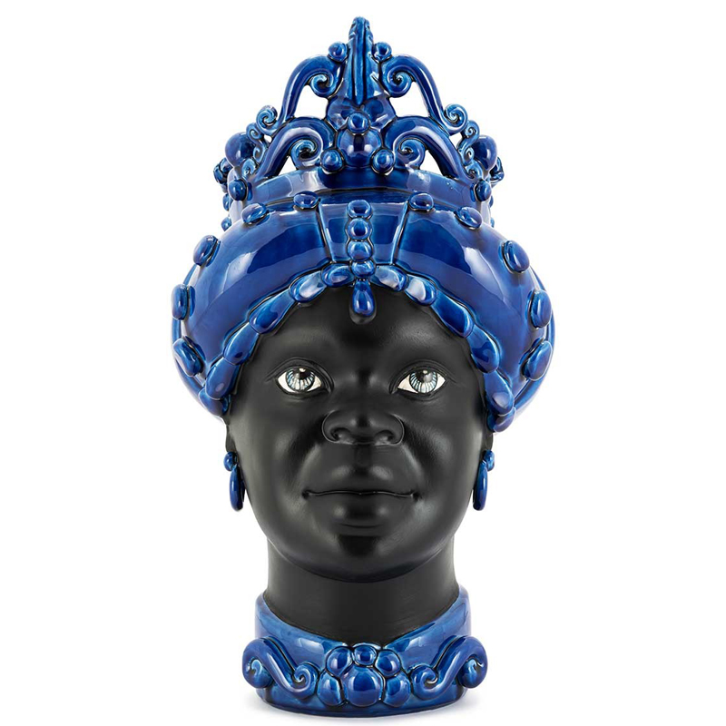 Ваза VASE MORO LADY MED. MAT Blue Черный Синий в Волгограде | Loft Concept 