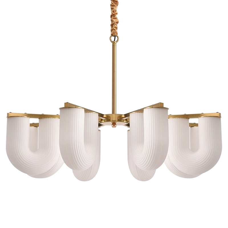 Люстра Berthe Arch Chandelier 8 плафонов Белое матовое стекло Латунь Хром Люстра Berthe Arch Chandelier 8 плафонов Белое матовое стекло Латунь Хром в Волгограде | Loft Concept