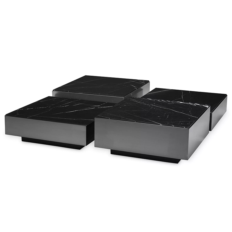 Комплект кофейных столиков Eichholtz Coffee Table Esposito set of 4 Черный Черный Мрамор Nero Комплект кофейных столиков Eichholtz Coffee Table Esposito set of 4 Черный Черный Мрамор Nero в Волгограде | Loft Concept