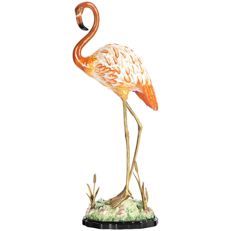 Декоративная статуэтка Flamingos Porcelain Statuette Красный Зеленый Бронза Декоративная статуэтка Flamingos Porcelain Statuette Красный Зеленый Бронза в Волгограде | Loft Concept