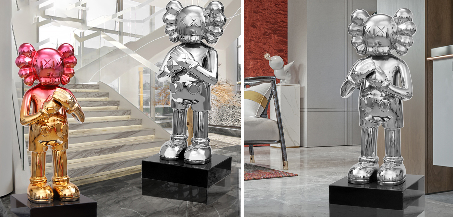 Статуэтка KAWS Silver on stand - фото
