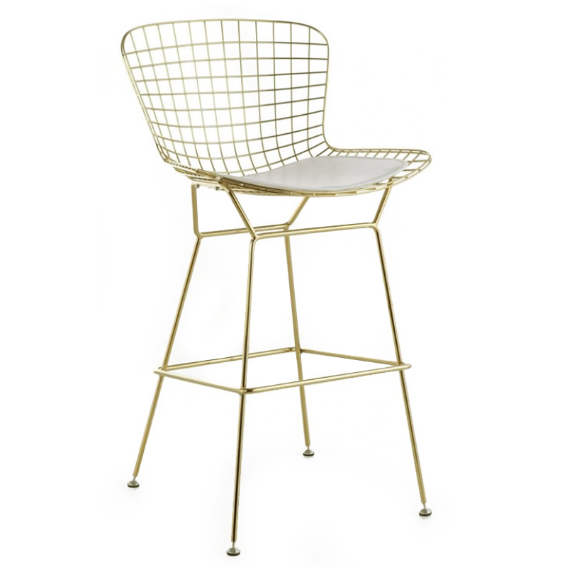 Барный стул Bertoia Barstool Gold Черный Белый Золотой Барный стул Bertoia Barstool Gold Черный Белый Золотой в Волгограде | Loft Concept