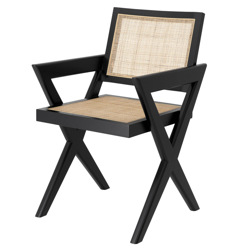 Стул Eichholtz Dining Chair Augustin black Черный Бежевый в Волгограде | Loft Concept 
