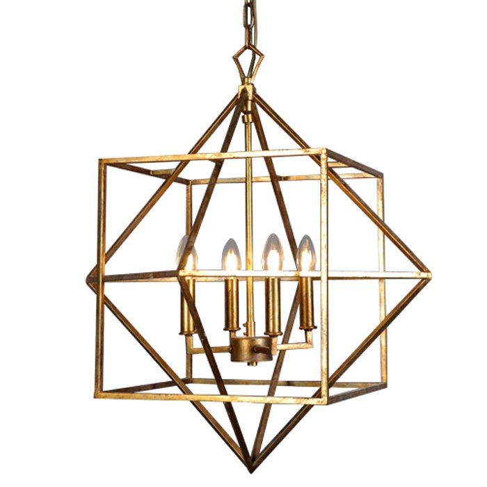 Подвесной светильник CUBIST Chandelier Gold 4 bulbs Золотой Подвесной светильник CUBIST Chandelier Gold 4 bulbs Золотой в Волгограде | Loft Concept