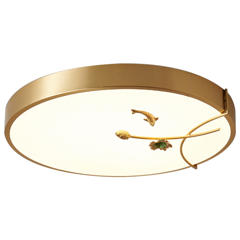 Круглый потолочный светильник Gold Fish Round Ceiling Lamp Золотой Золотой Белый Зеленый в Волгограде | Loft Concept 