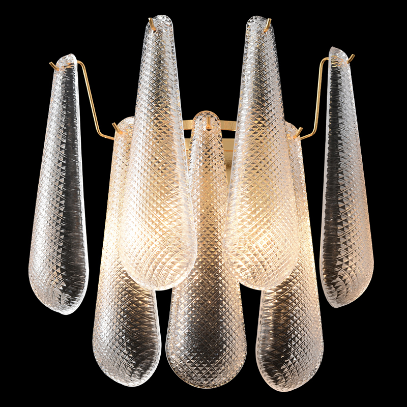 Бра с подвесками из рифленного стекла в форме капель Textured Glass Прозрачное Стекло Золотой Бра с подвесками из рифленного стекла в форме капель Textured Glass Прозрачное Стекло Золотой в Волгограде | Loft Concept