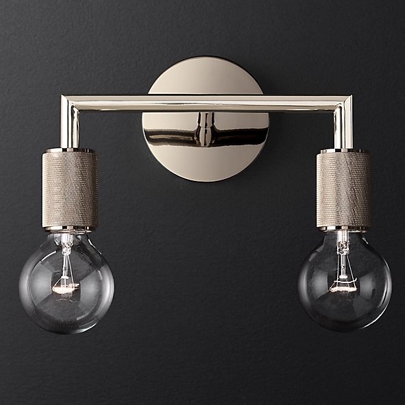 Бра RH Utilitaire Double Sconce Silver Никель Бра RH Utilitaire Double Sconce Silver Никель в Волгограде | Loft Concept