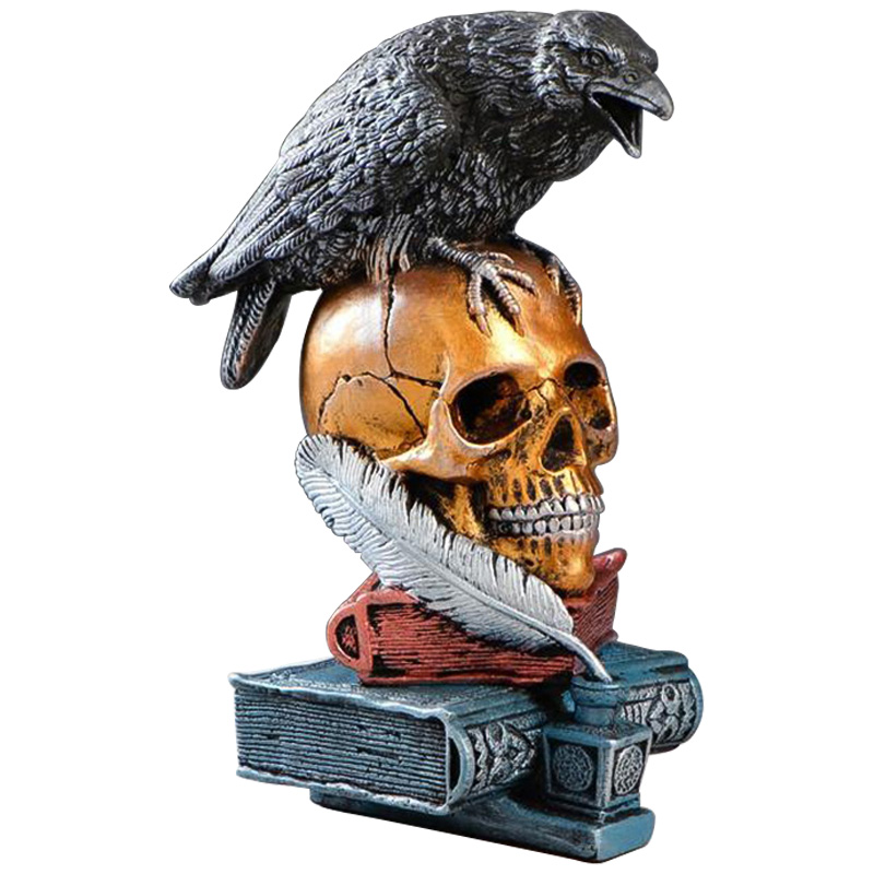 Статуэтка Raven and Skull Золотой Черный Серый (Gray) в Волгограде | Loft Concept 