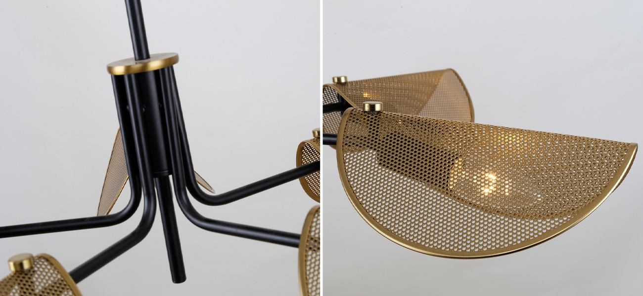 Люстра с плафонами из перфорированного металла Fencer 5 Ламп - фото