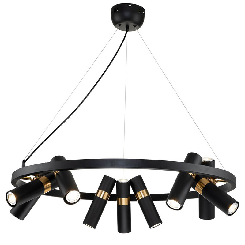 Люстра Rickon Chandelier Spot 18 Черный Золотой Люстра Rickon Chandelier Spot 18 Черный Золотой в Волгограде | Loft Concept