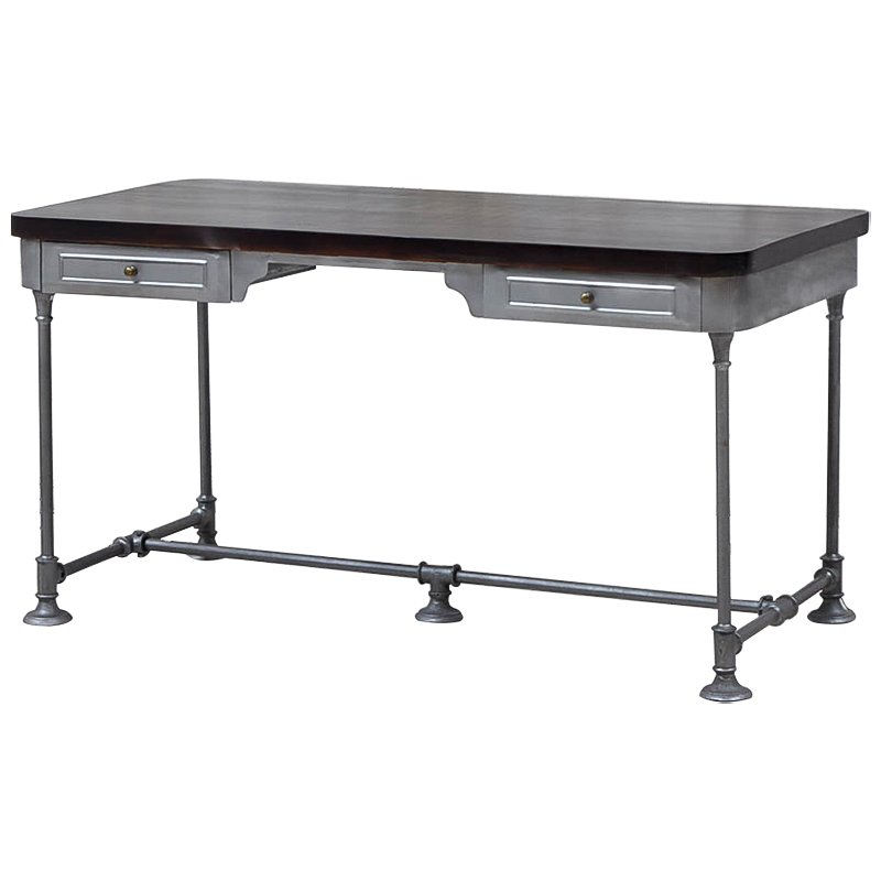 Рабочий стол Iston Metal Wood Desk Серый Коричневый Латунь Рабочий стол Iston Metal Wood Desk Серый Коричневый Латунь в Волгограде | Loft Concept