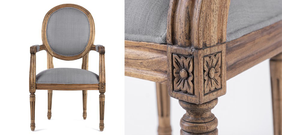 Стул REGENCY MEDALLION ARMCHAIR Gray Linen Стул REGENCY MEDALLION ARMCHAIR Gray Linen - Loft-Concept в Волгограде