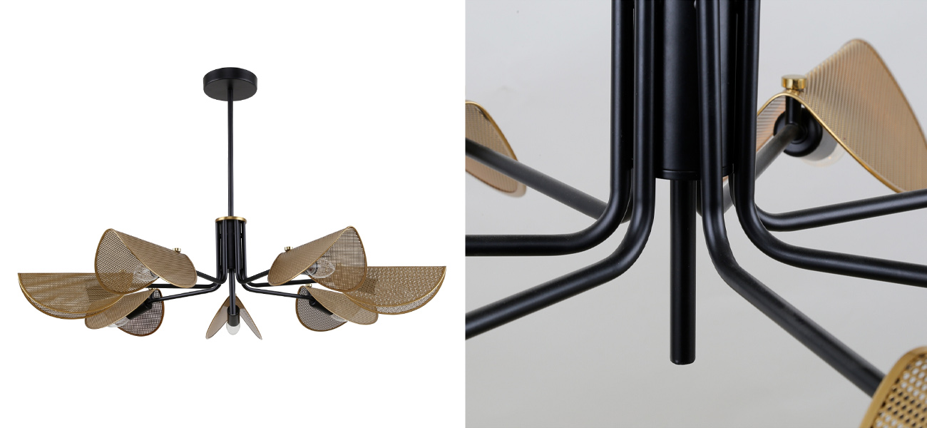 Люстра с плафонами из перфорированного металла Fencer 7 Ламп - фото №1