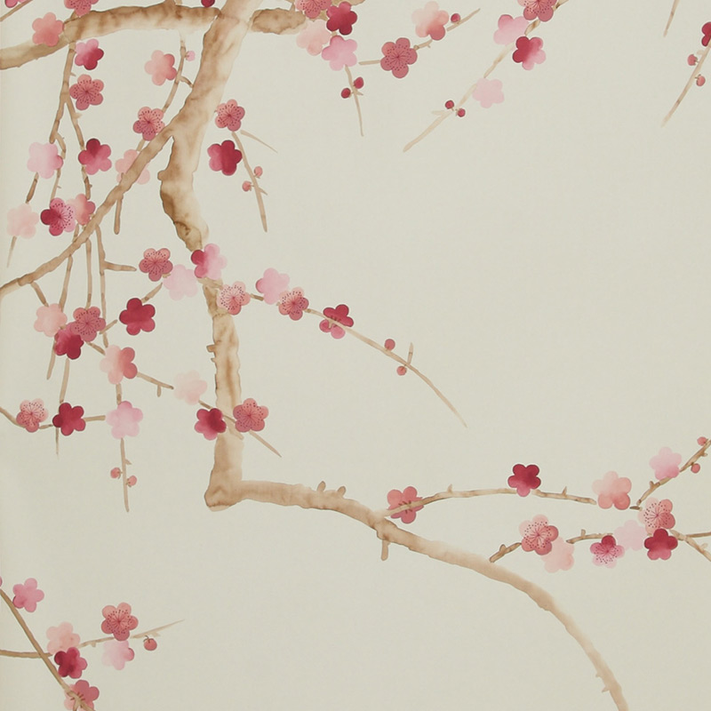 Обои ручная роспись Plum Blossom Blossom on Satin Grey dyed silk  в Волгограде | Loft Concept 