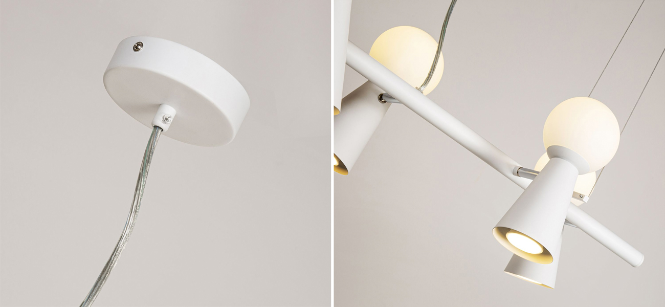 Белая люстра с поворотными плафонами 16 ламп KLAXONS - фото №1