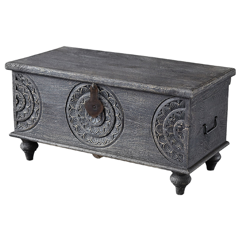 Сундук резной Tushar Carved Wood Chest Серый Коричневый Сундук резной Tushar Carved Wood Chest Серый Коричневый в Волгограде | Loft Concept