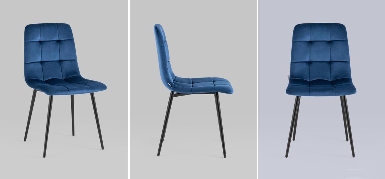 Стул NANCY Chair Синий Велюр - фото