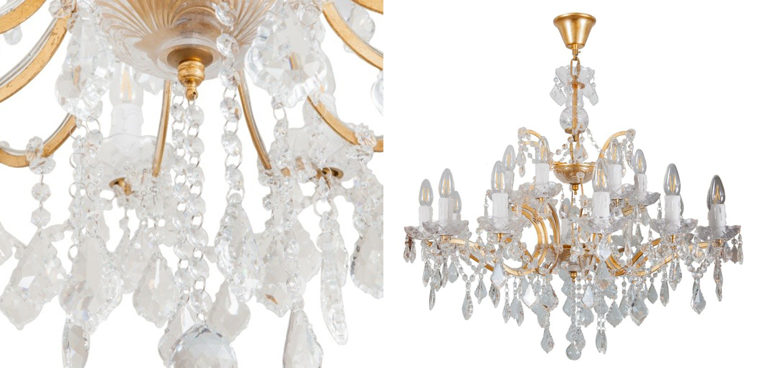 Люстра 19th c. Rococo IRON & CLEAR CRYSTAL GOLD Chandelier 18 - фото