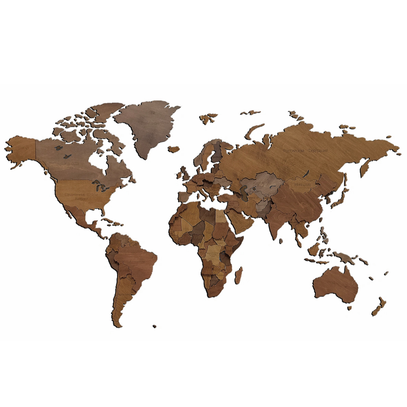 Аксессуар на стену Wooden World Map цвет орех Орех в Волгограде | Loft Concept 