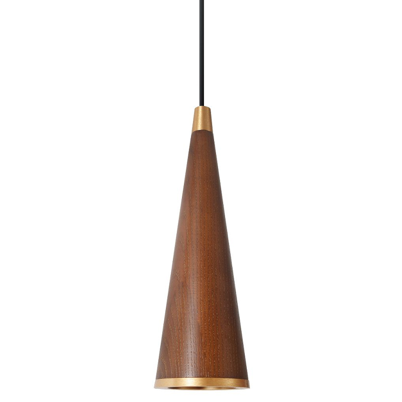 Подвесной светильник с плафоном из темного дерева WOODEN ECO Золотой Коричневый Черный Подвесной светильник с плафоном из темного дерева WOODEN ECO Золотой Коричневый Черный в Волгограде | Loft Concept