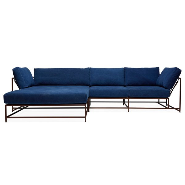 Угловой диван Indigo Denim and copper Sectional sofa Индиго Угловой диван Indigo Denim and copper Sectional sofa Индиго в Волгограде | Loft Concept
