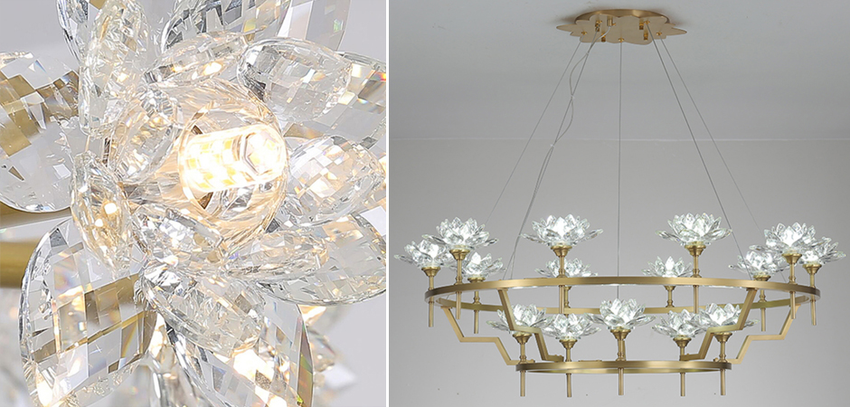 Большая Люстра Хрустальные Цветы Лотоса Lotus flower Clear Glass lamp 15 Большая Люстра Хрустальные Цветы Лотоса Lotus flower Clear Glass lamp 15 - Loft-Concept в Волгограде