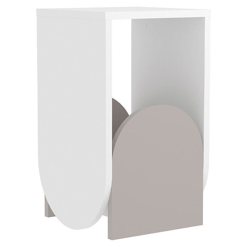 Стол приставной с овальными элементами бело-бежевого цвета NUN SIDE TABLE WHITE LIGHT MOCHA Белый Бежево-серый Стол приставной с овальными элементами бело-бежевого цвета NUN SIDE TABLE WHITE LIGHT MOCHA Белый Бежево-серый в Волгограде | Loft Concept