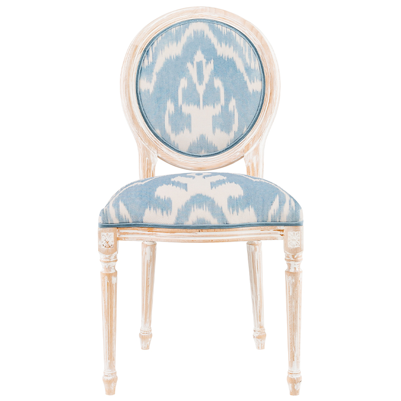 Мягкий стул со светло-голубым узором Ikat Pattern Белый Бежевый Голубой Мягкий стул со светло-голубым узором Ikat Pattern Белый Бежевый Голубой в Волгограде | Loft Concept