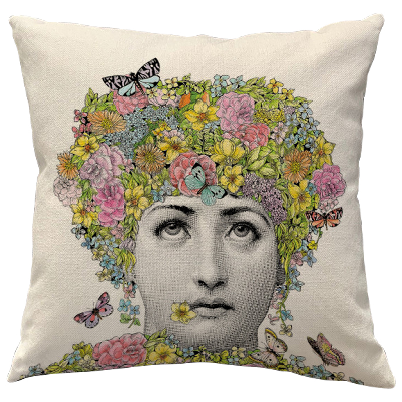 Декоративная подушка Fornasetti Fior di Lina Бежевый Мульти Декоративная подушка Fornasetti Fior di Lina Бежевый Мульти в Волгограде | Loft Concept