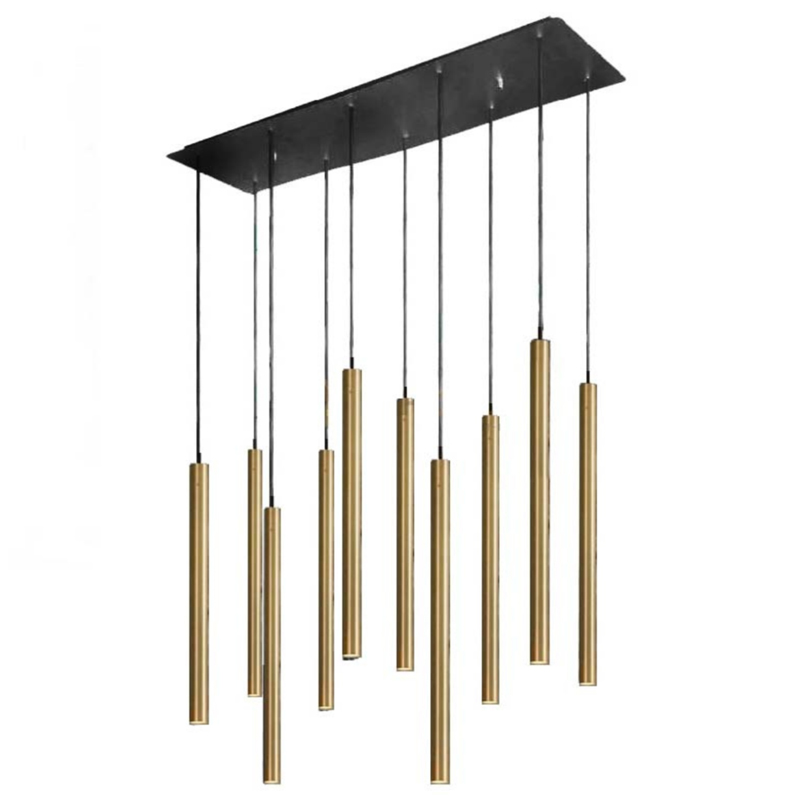 Светильник Trumpet Rectangle Gold 10 плафонов Золотой Черный Светильник Trumpet Rectangle Gold 10 плафонов Золотой Черный в Волгограде | Loft Concept