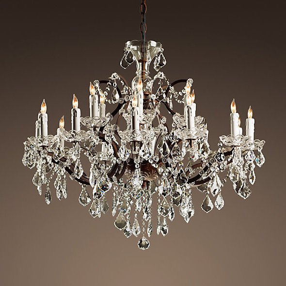 Люстра RH Rococo Iron & Crystal Chandelier 18 Прозрачное Стекло Бурая ржавчина Люстра RH Rococo Iron & Crystal Chandelier 18 Прозрачное Стекло Бурая ржавчина в Волгограде | Loft Concept